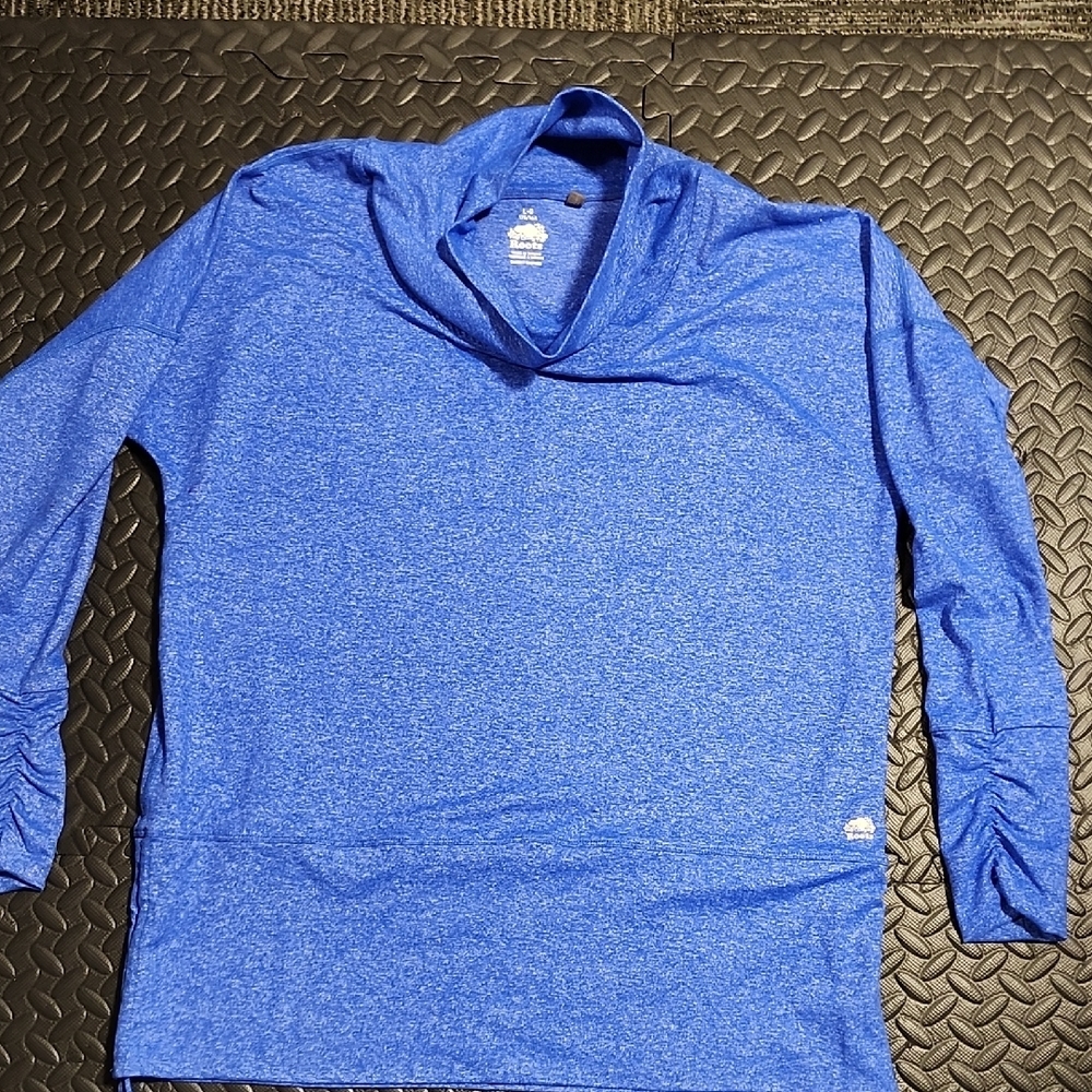 Roots Blue Long Sleeve Shirt with Drawstring Hem Size L